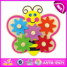 2015 Nouveau Enfants En Bois Gear Jeu Jouet, Popualr Mignon Enfants Gear Jeu Jouet, Belle Bébé Papillon En Bois Gear Jeu Jouet W13e033